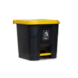 Lixeira Plástica - c/ Pedal - 35 litros - Cinza/Amarelo - Nobre