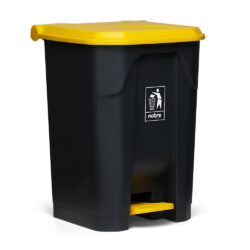 Lixeira Plástica - c/ Pedal - 50 litros - Cinza/Amarelo - Nobre