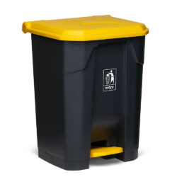 Lixeira Plástica - c/ Pedal - 65 litros - Cinza/Amarelo - Nobre