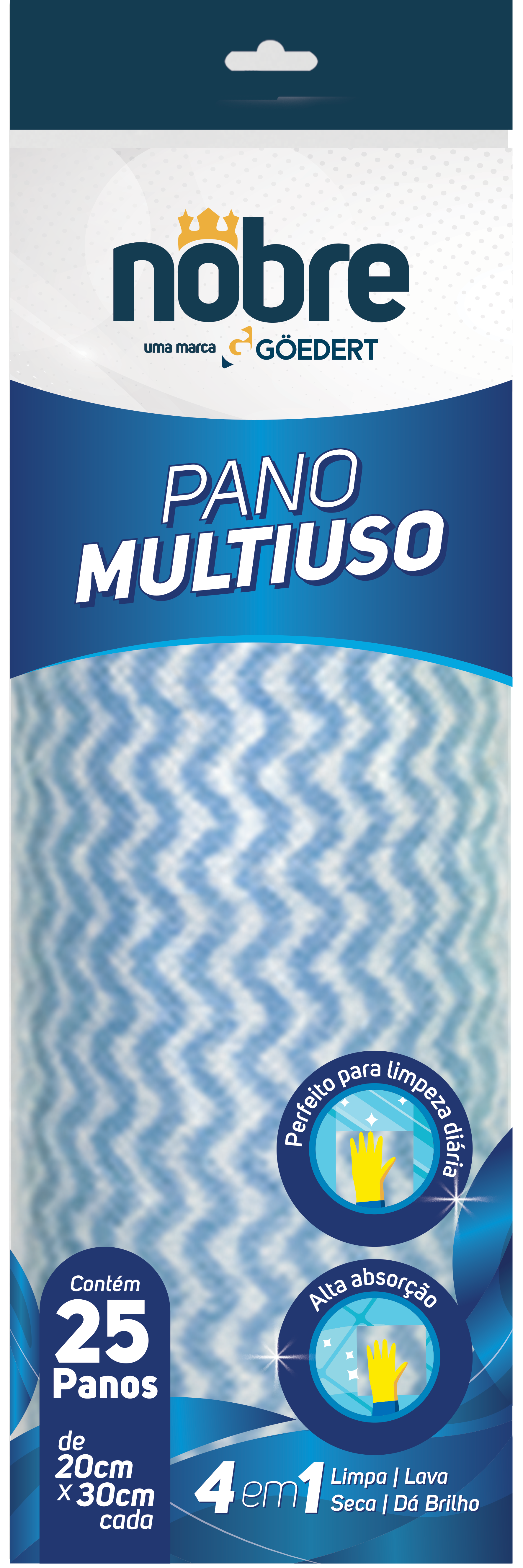 Fotos - 39732 - Pano Multiuso Rolinho Azul 20cm X 30cm 50% Celulose 50% Poliéster c/ 25 panos