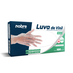 Luva Vinil s/ Pó - Proteção Contra Agentes Quím. - G - c/100unid. - Nobre