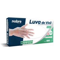 Luva Vinil s/ Pó - Proteção Contra Agentes Quím. - P - c/100unid. - Nobre