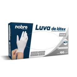 Luva Látex c/ Pó - Proteção Contra Agentes Quím. - M - c/100unid. - Nobre