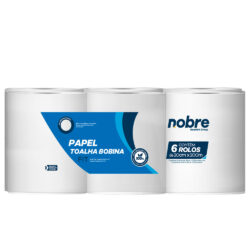 Papel toalha bobina c/6x20cmx200m (fardo/folha simples/ celulose virgem) Fit - Nobre