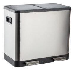 Lixeira inox c/pedal 2 compartimentos de 15l. escovado – Mood