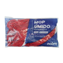 Mop umido (refil 340g. 70% algodao 30% poliester ponta dobrada c/loop) vermelho - Nobre