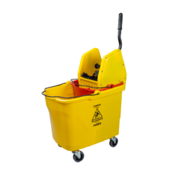 Carro balde 35l (c/divisor de agua, balde verm., sistema quebra-onda c/espremedor) amarelo - Nobre