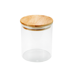 Pote em vidro redondo borossilicato c/ tampa bambu 750ml - Global