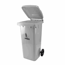 Coletora Plástica c/ Rodas - 120l - Cinza - Mod. Europeu - Nobre