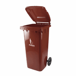 Coletora Plástica c/ Rodas - 120l - Marrom - Mod. Europeu - Nobre