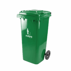 Coletora Plástica c/ Rodas - 120l - Verde Mod. Europeu - Nobre