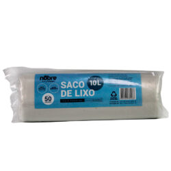 Saco Plástico p/ Lixo - 10 litros - Branco - c/ 50unid. - Nobre