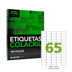 Etiqueta A4 21,2x38,1cm c/65un - Colacril