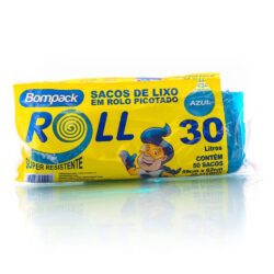 Saco plastico p/lixo 30l c/40unid. azul - Bompack