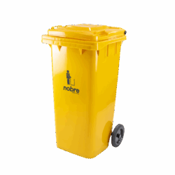 Coletora plastica 120l. c/rodas (mod. europeu) amarela - Nobre