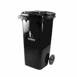 Coletora plastica 120L c/ rodas (mod. europeu) preto - Nobre