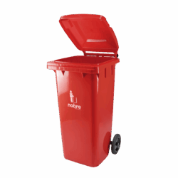 Coletora plastica 120l. c/rodas (mod. europeu) vermelha - Nobre