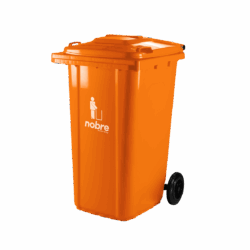 Coletora Plástica c/ Rodas - 240l - Laranja - Mod. Europeu - Nobre