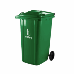 Coletora Plástica c/ Rodas - 240l - Verde - Mod. Europeu - Nobre