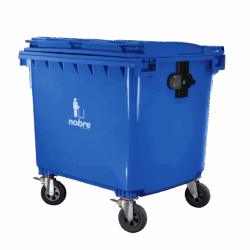 Coletora Plástica c/ Rodas - 1100l - Azul - Nobre