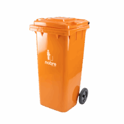 Coletora Plástica c/ Rodas - 120l - Laranja - Mod. Europeu - Nobre