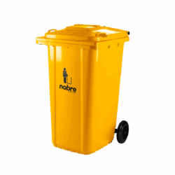 Coletora plástica 240l. c/rodas (mod. europeu) Amarela - Nobre