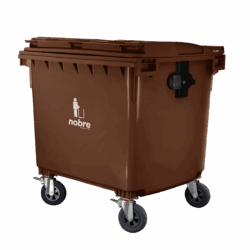 Coletora plastica 1100l. (s/ pedal, c/ rodas e engate p/ coleta mecanizada) marrom - Nobre