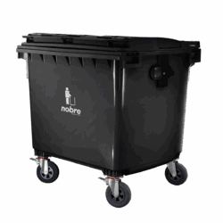 Coletora plastica 1100l. (s/ pedal, c/ rodas e engate p/ coleta mecanizada) preto - Nobre
