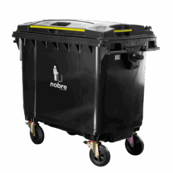 Coletora plástica 660l. ( sem pedal, c/ rodas e engate p/ coleta mecanizada) preto - Nobre