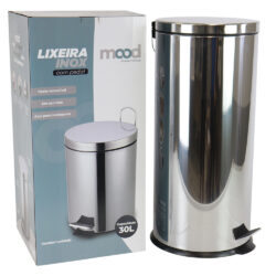 Lixeira inox redonda c/pedal 30l. polido  Mood